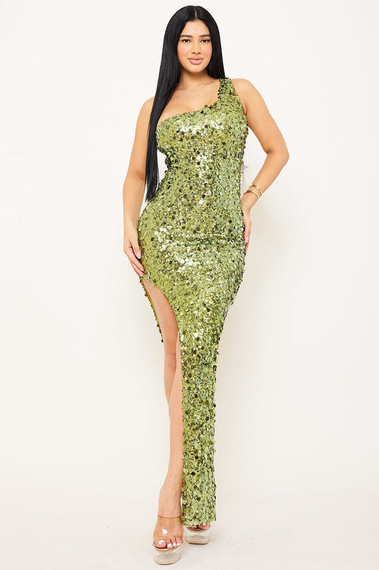 Symphony Dress - Sequin One Shoulder Maxi Dress