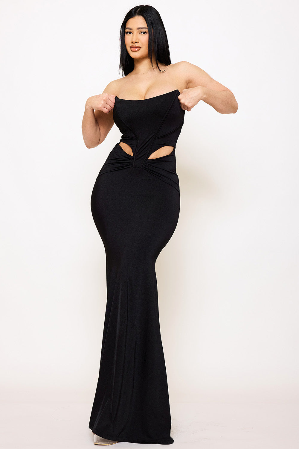 Symphony Dress - Satin Bustier Top Maxi Dress