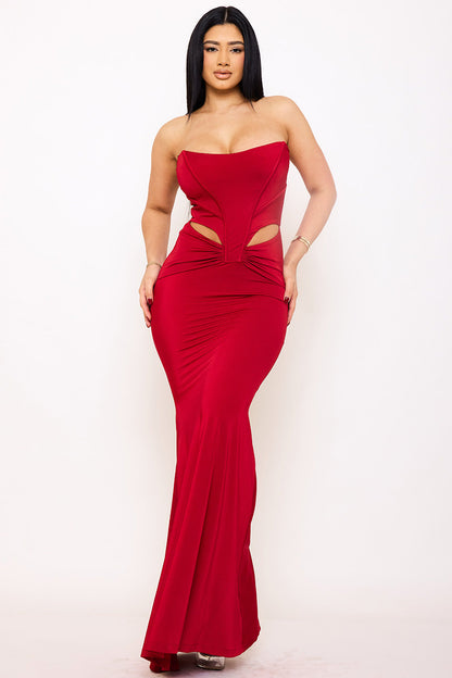 Symphony Dress - Satin Bustier Top Maxi Dress