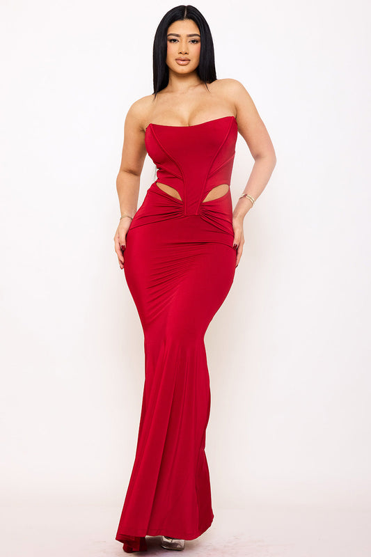 Symphony Dress - Satin Bustier Top Maxi Dress