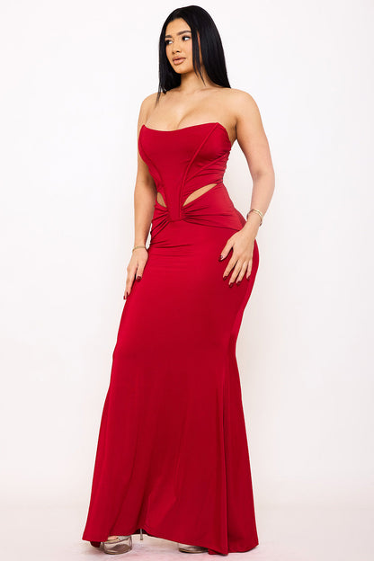 Symphony Dress - Satin Bustier Top Maxi Dress