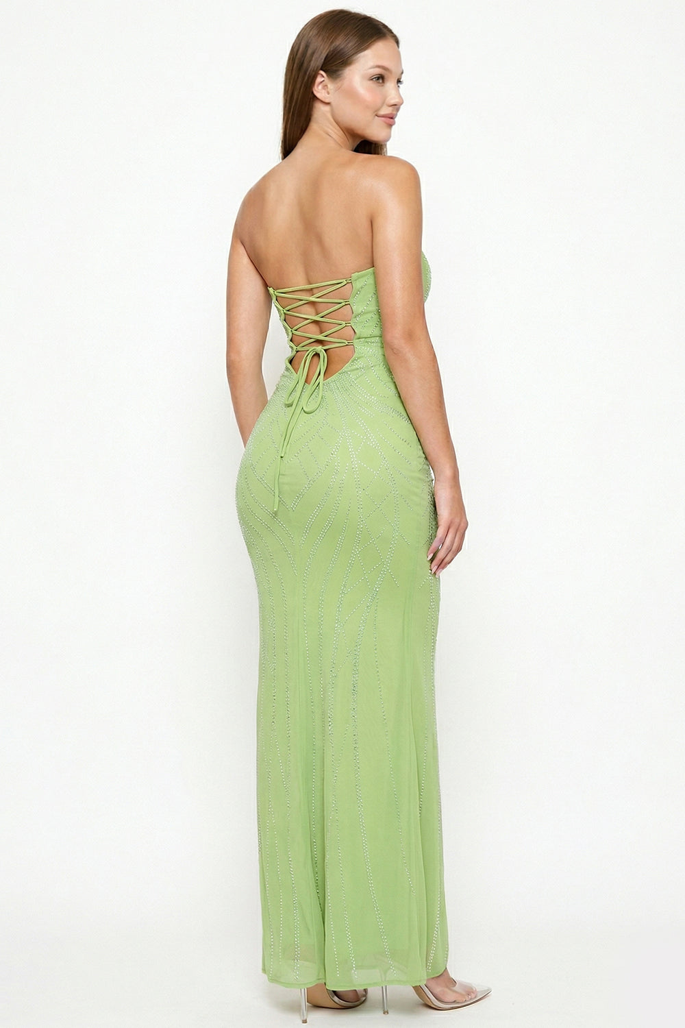 Symphony Dress - Patterned Rhinestone Maxi Dress