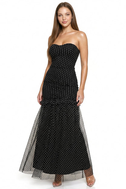 Symphony Dress - Polka Dot Mesh Mermaid Maxi Dress