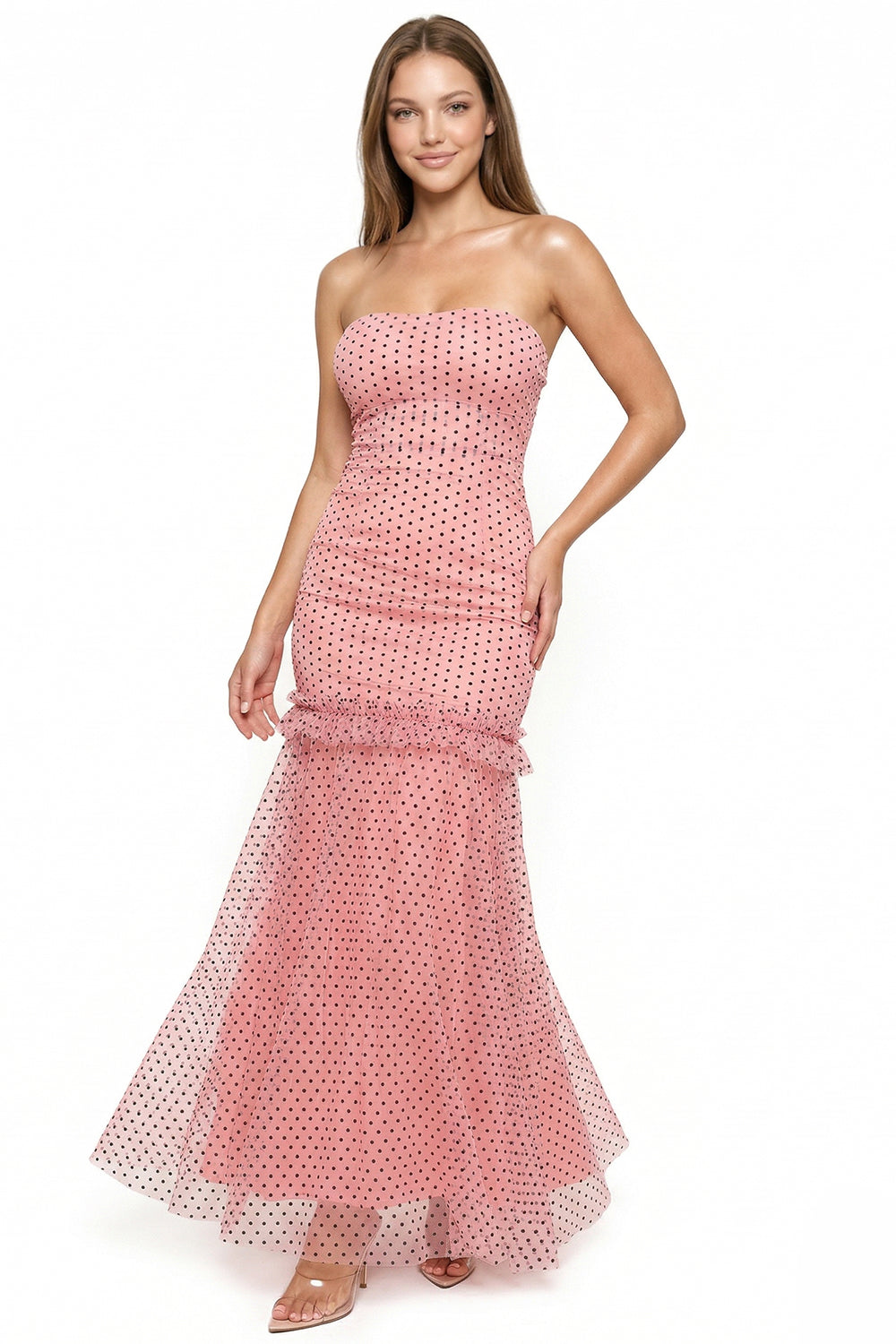 Symphony Dress - Polka Dot Mesh Mermaid Maxi Dress