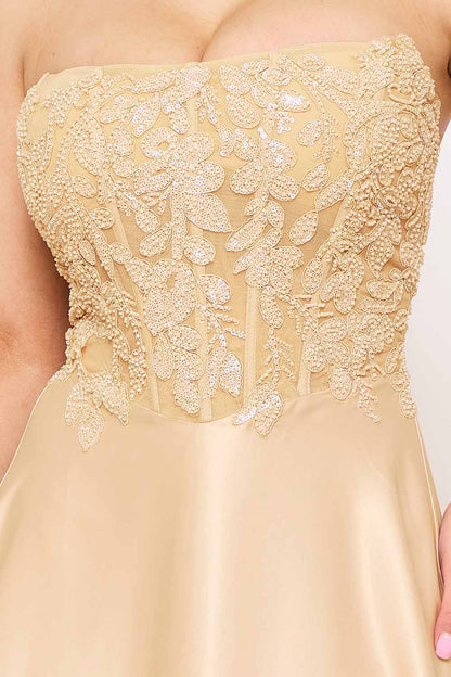 Symphony Dress - Lace And Dull Satin Paneled Maxi Dress
