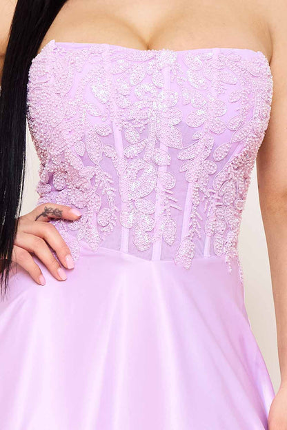 Symphony Dress - Lace And Dull Satin Paneled Maxi Dress