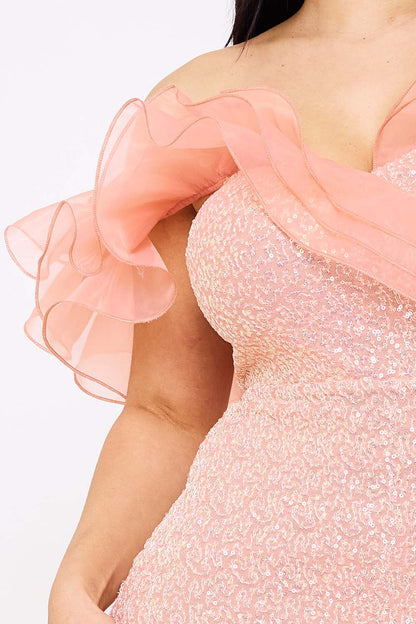 Symphony Dress - Layered Ruffle Top With Sequin Maxi Dress
