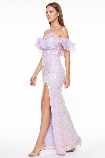 Symphony Dress - Layered Ruffle Top With Sequin Maxi Dress