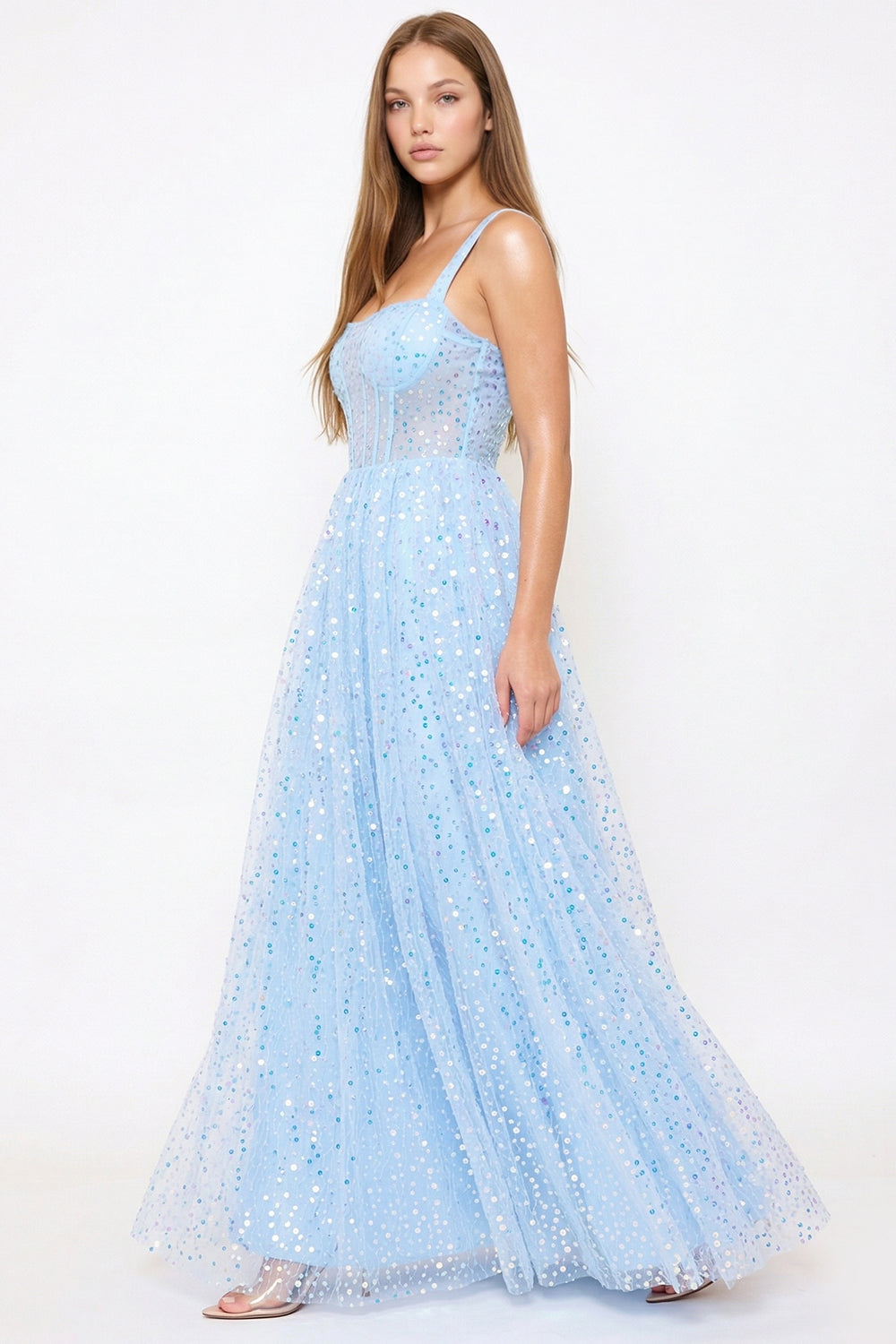 Symphony Dress - Sequins On Mesh Ball Gown Maxi Dress