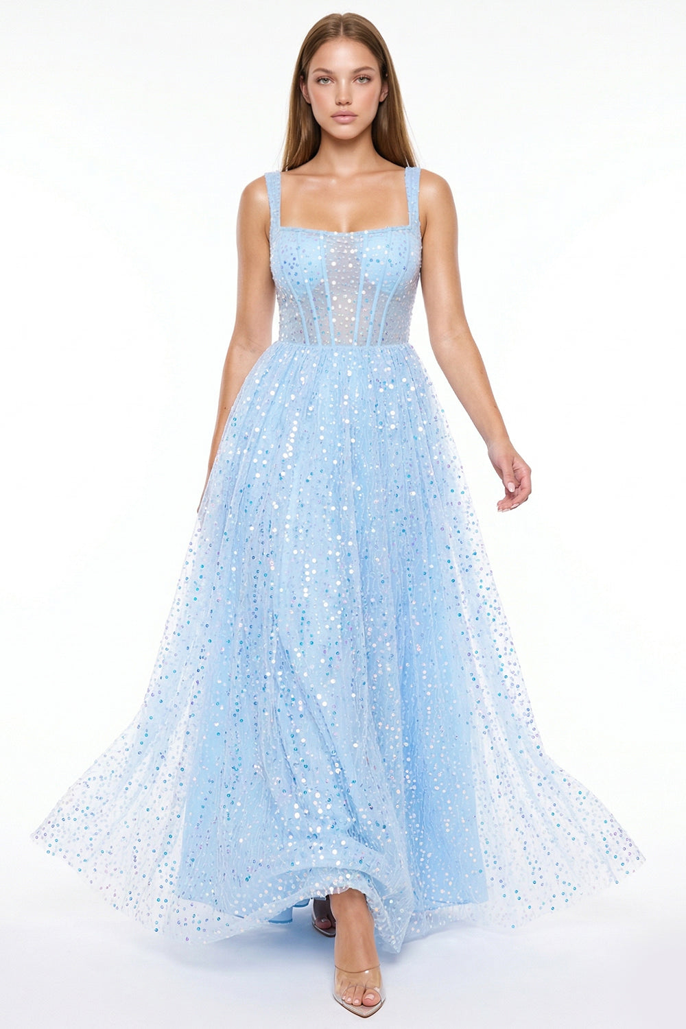 Symphony Dress - Sequins On Mesh Ball Gown Maxi Dress
