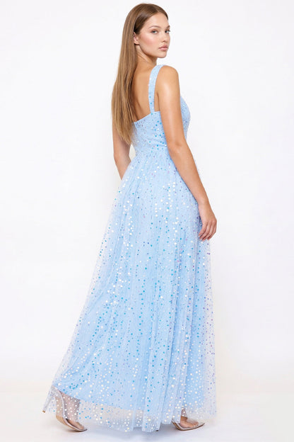 Symphony Dress - Sequins On Mesh Ball Gown Maxi Dress