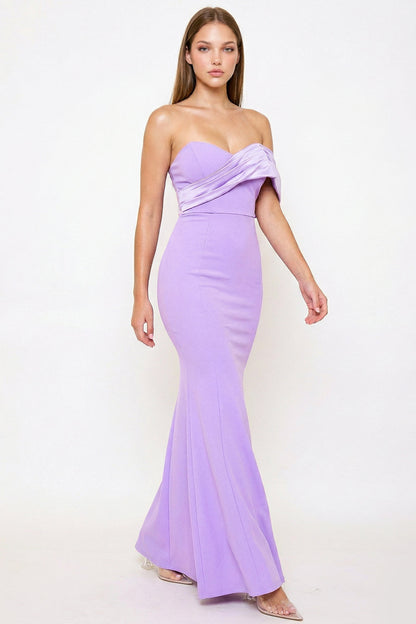 Symphony Dress - Crezia Fabric With Satin Large Bow Detail Maxi Dress