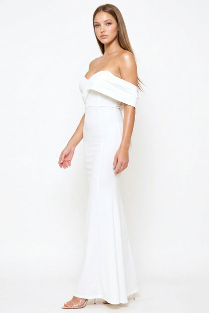 Symphony Dress - Crezia Fabric With Satin Large Bow Detail Maxi Dress