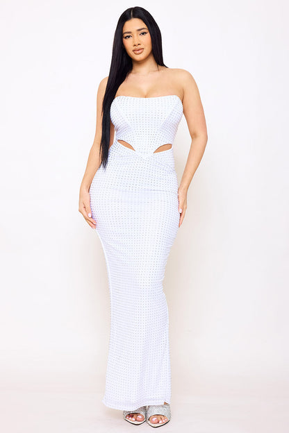 Symphony Dress - Rhinestone On Power Mesh Maxi Dress