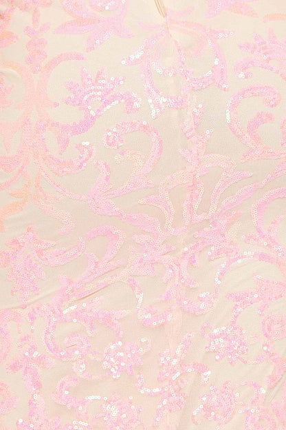 Symphony Dress - Sequin Scroll Pattern On Mesh Maxi Dress