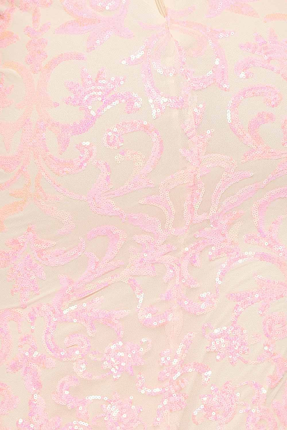 Symphony Dress - Sequin Scroll Pattern On Mesh Maxi Dress