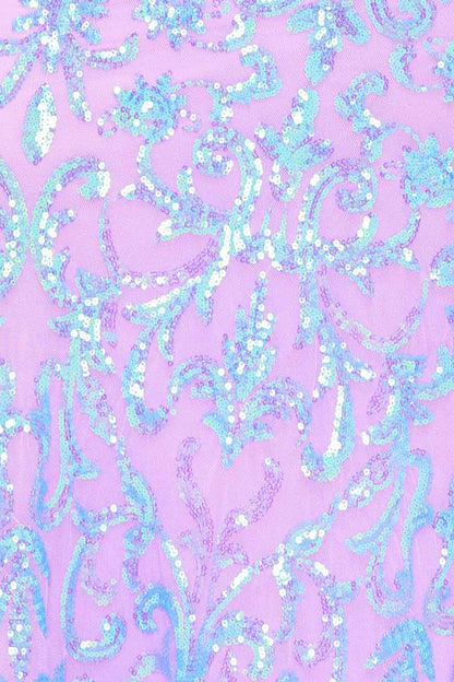 Symphony Dress - Sequin Scroll Pattern On Mesh Maxi Dress