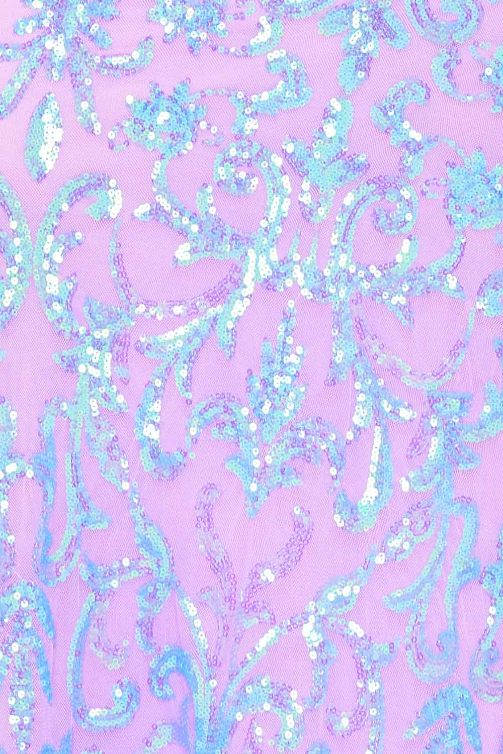 Symphony Dress - Sequin Scroll Pattern On Mesh Maxi Dress