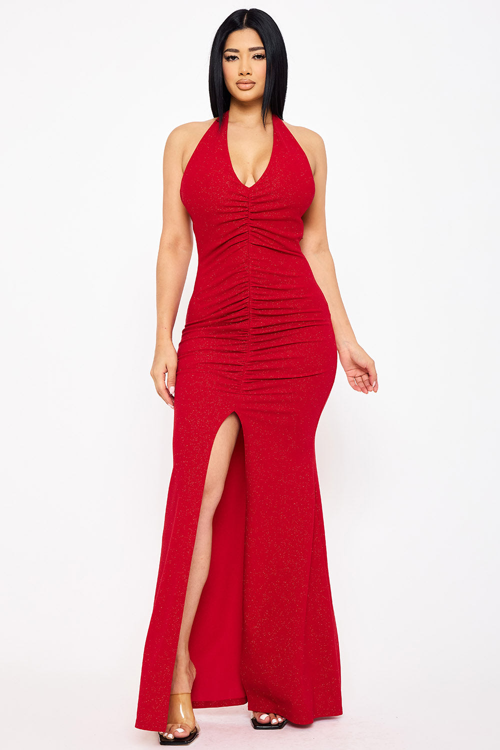 Symphony Dress - Glitter Halter Neck Maxi Dress