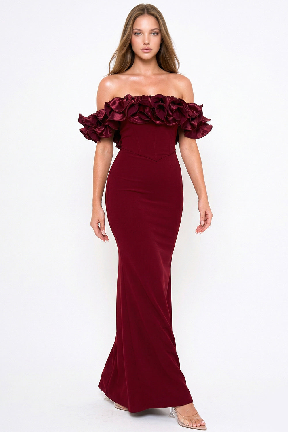 Symphony Dress - Ruffle Off The Shoulder Maxi Dress