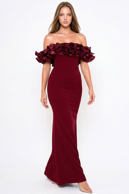 Symphony Dress - Ruffle Off The Shoulder Maxi Dress