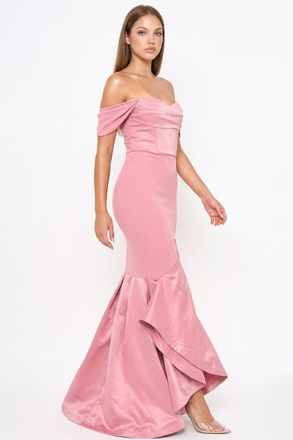 Symphony Dress - Satin Contrast Bottom Mermaid Maxi Dress