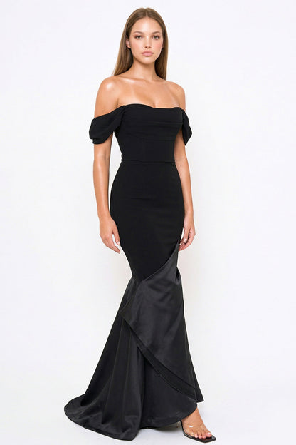 Symphony Dress - Satin Contrast Bottom Mermaid Maxi Dress