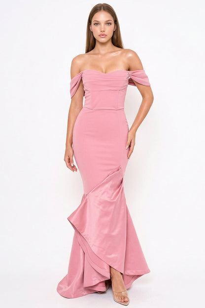 Symphony Dress - Satin Contrast Bottom Mermaid Maxi Dress