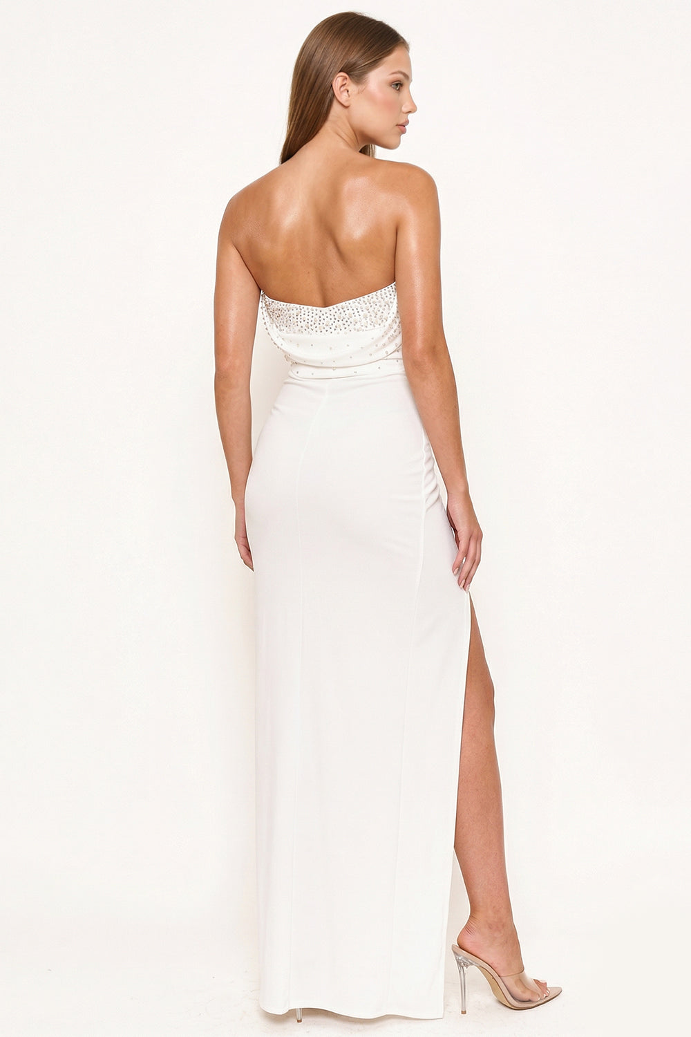 Symphony Dress - Pearl And Rhinestone Embellished Maxi Dress