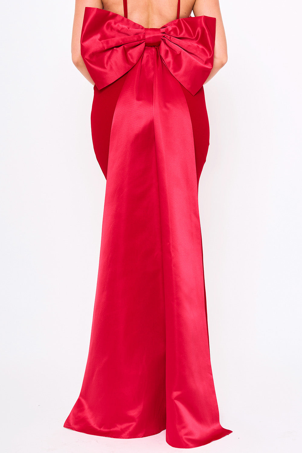 Symphony Dress - Oversized Ribbon Bow On The Back Detail Mermaid Maxi Dress