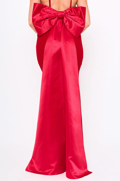 Symphony Dress - Oversized Ribbon Bow On The Back Detail Mermaid Maxi Dress
