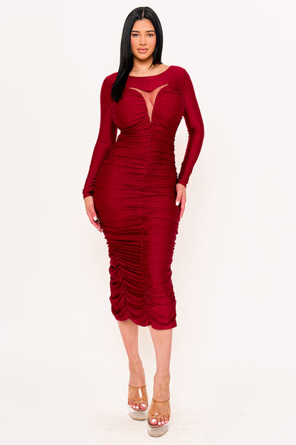 Symphony Dress - Satin V Shape Cutout Front Maxi Dress