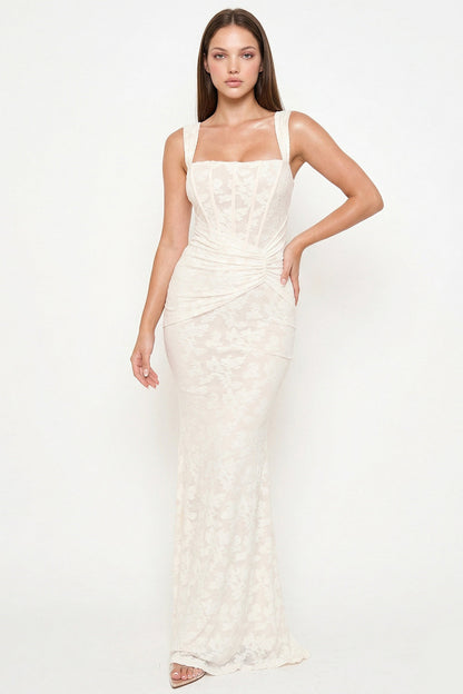 Symphony Dress - Bustier Bodice With Twist On The Side Maxi Dress