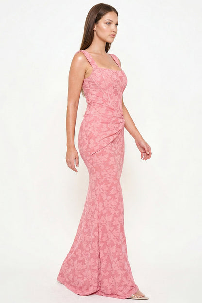 Symphony Dress - Bustier Bodice With Twist On The Side Maxi Dress