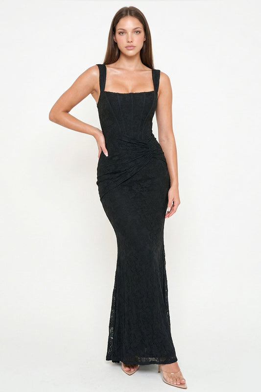 Symphony Dress - Bustier Bodice With Twist On The Side Maxi Dress