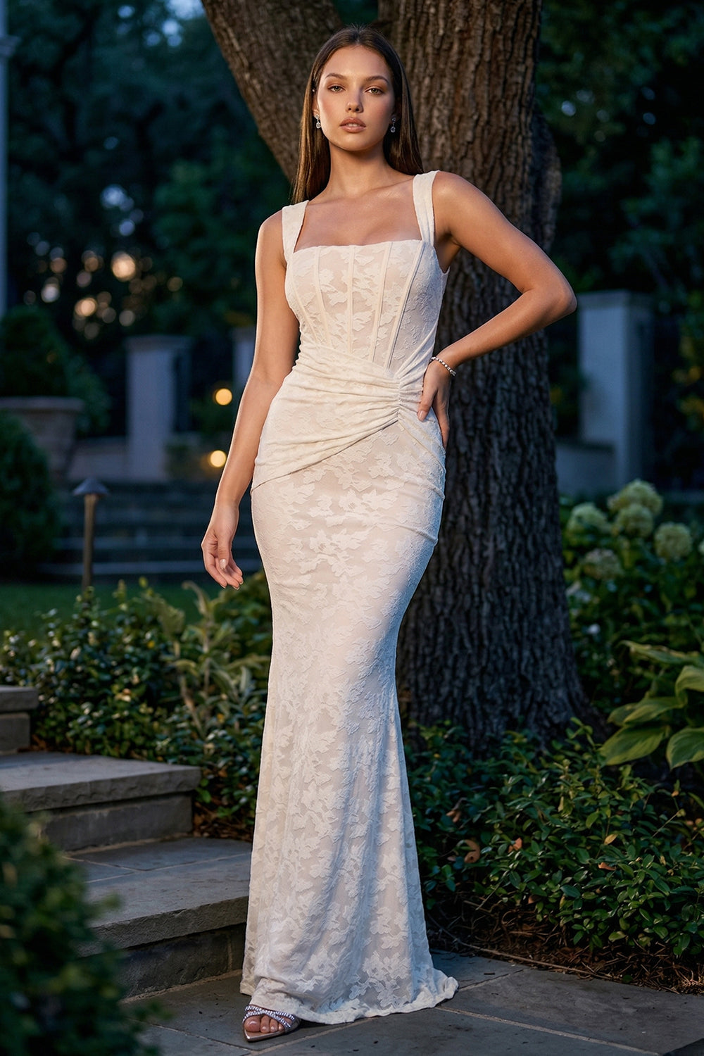 Symphony Dress - Bustier Bodice With Twist On The Side Maxi Dress