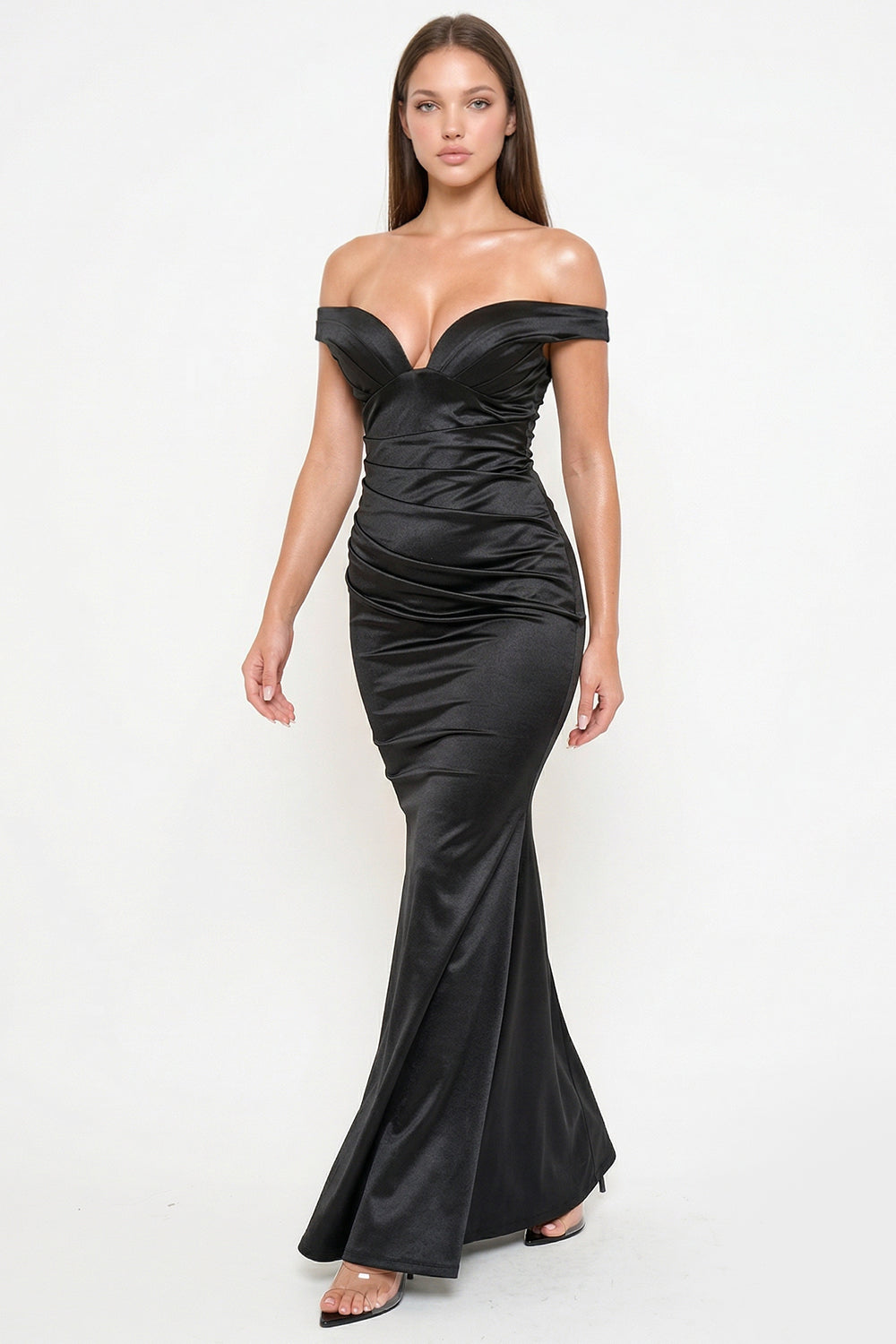 Symphony Dress - Satin Pleated On Bust Maxi Dress