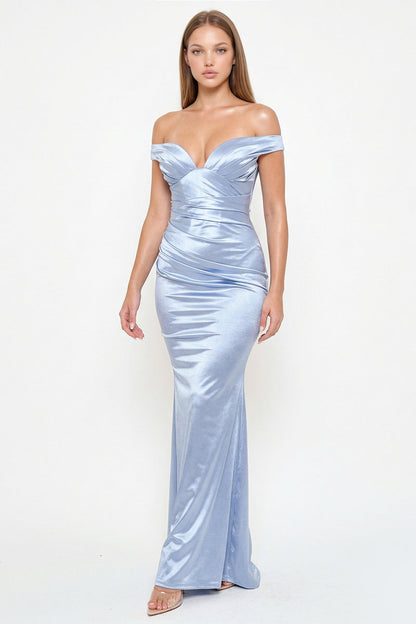 Symphony Dress - Satin Pleated On Bust Maxi Dress