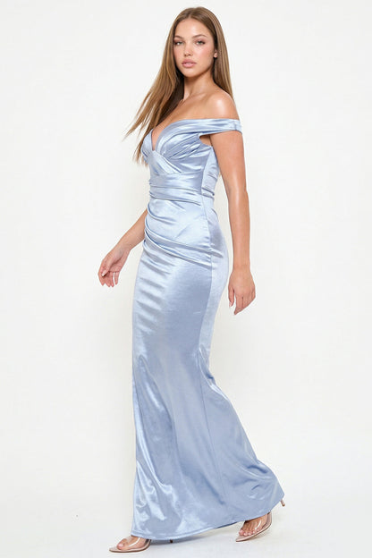 Symphony Dress - Satin Pleated On Bust Maxi Dress