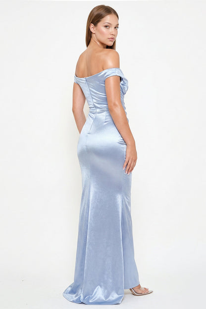 Symphony Dress - Satin Pleated On Bust Maxi Dress