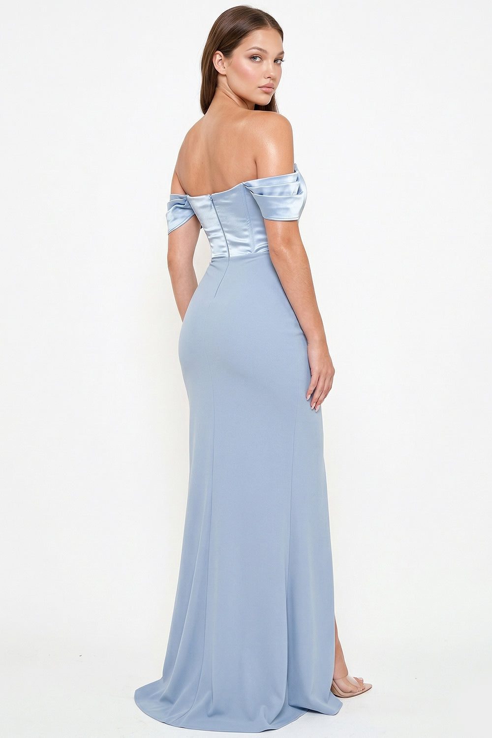 Symphony Dress - Satin Top With Overlay Mesh Maxi Dress