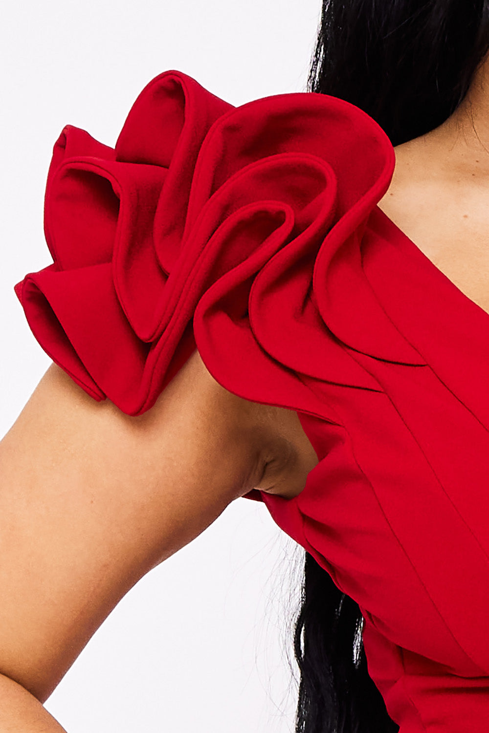 Symphony Dress - Techno Crepe Ruffle Detail Maxi Dress