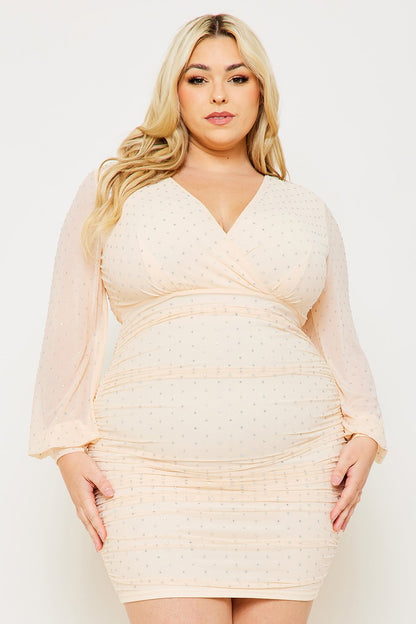 Symphony Dress - Rhinestone On Mesh Plus Size Night Out Mini Dress