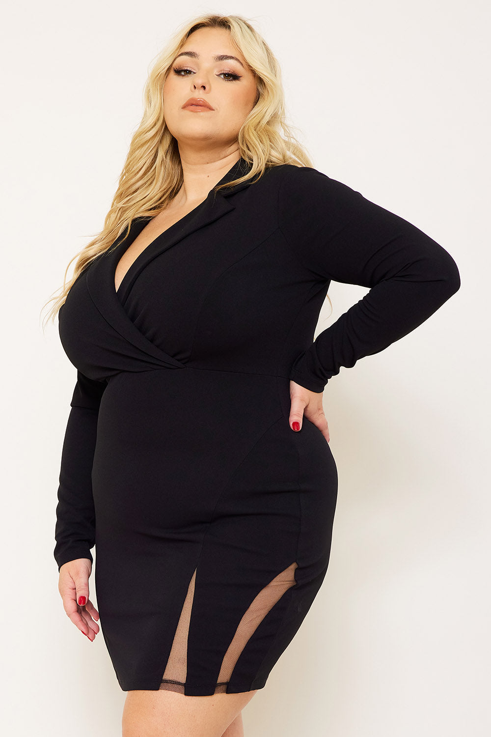 Symphony Dress - Open Back Collar Front Plus Size Night Out Mini Dress