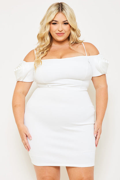 Symphony Dress - Flower Oblique On Sleeve Plus Size Night Out Mini Dress