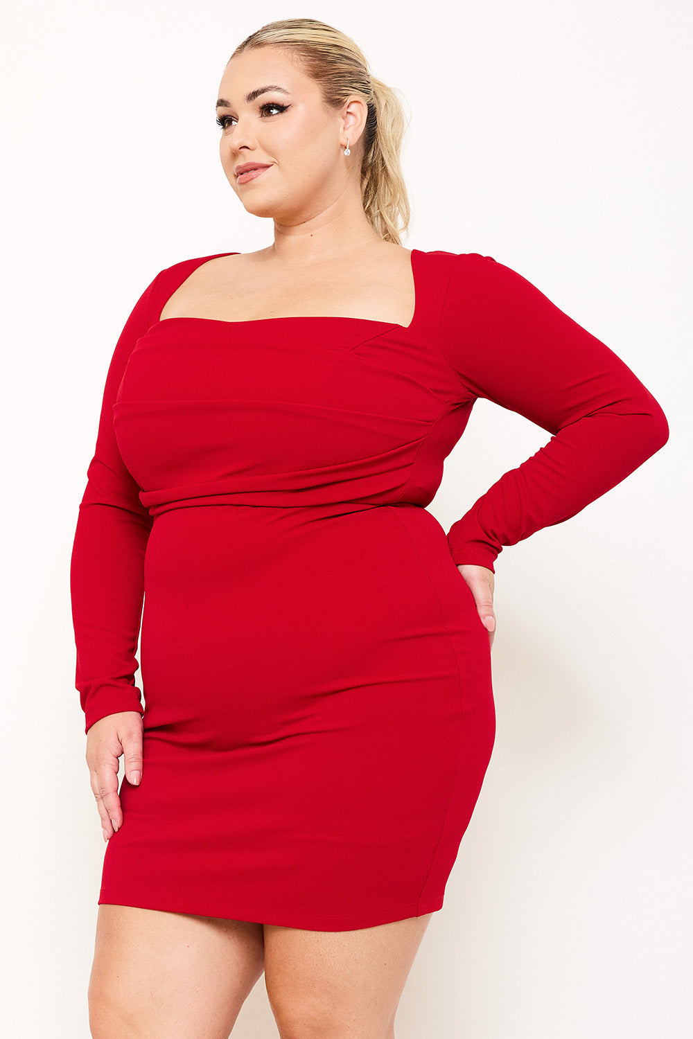 Symphony Dress - Square Neck Wired Waist Plus Size Night Out Mini Dress