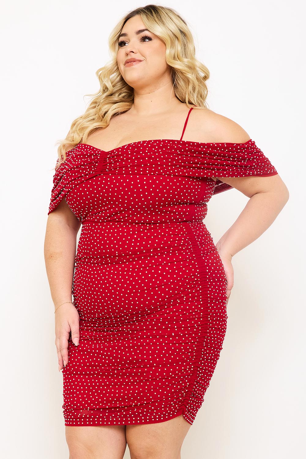 Symphony Dress - Rhinestone On Power Mesh Plus Size Night Out Mini Dress