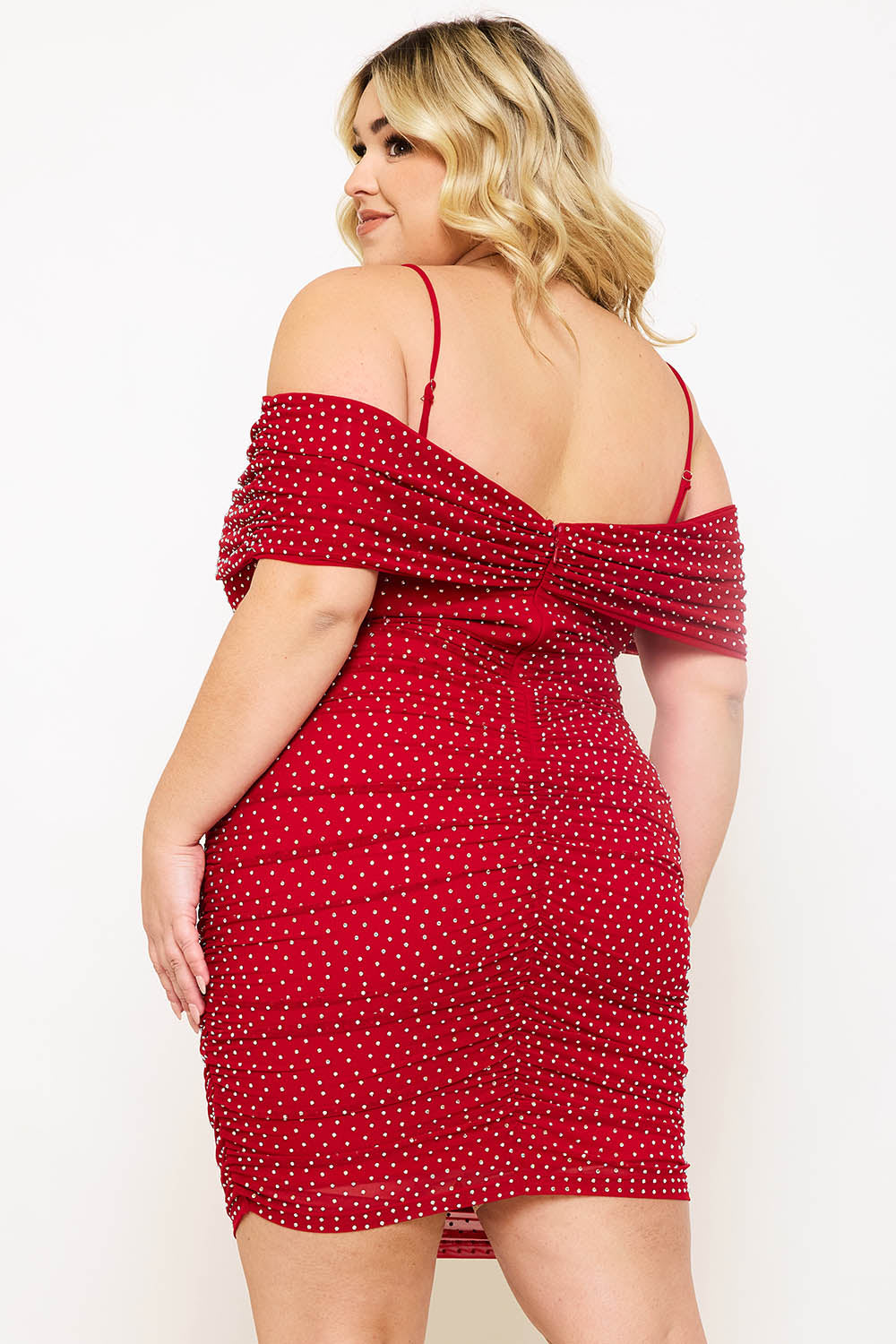 Symphony Dress - Rhinestone On Power Mesh Plus Size Night Out Mini Dress
