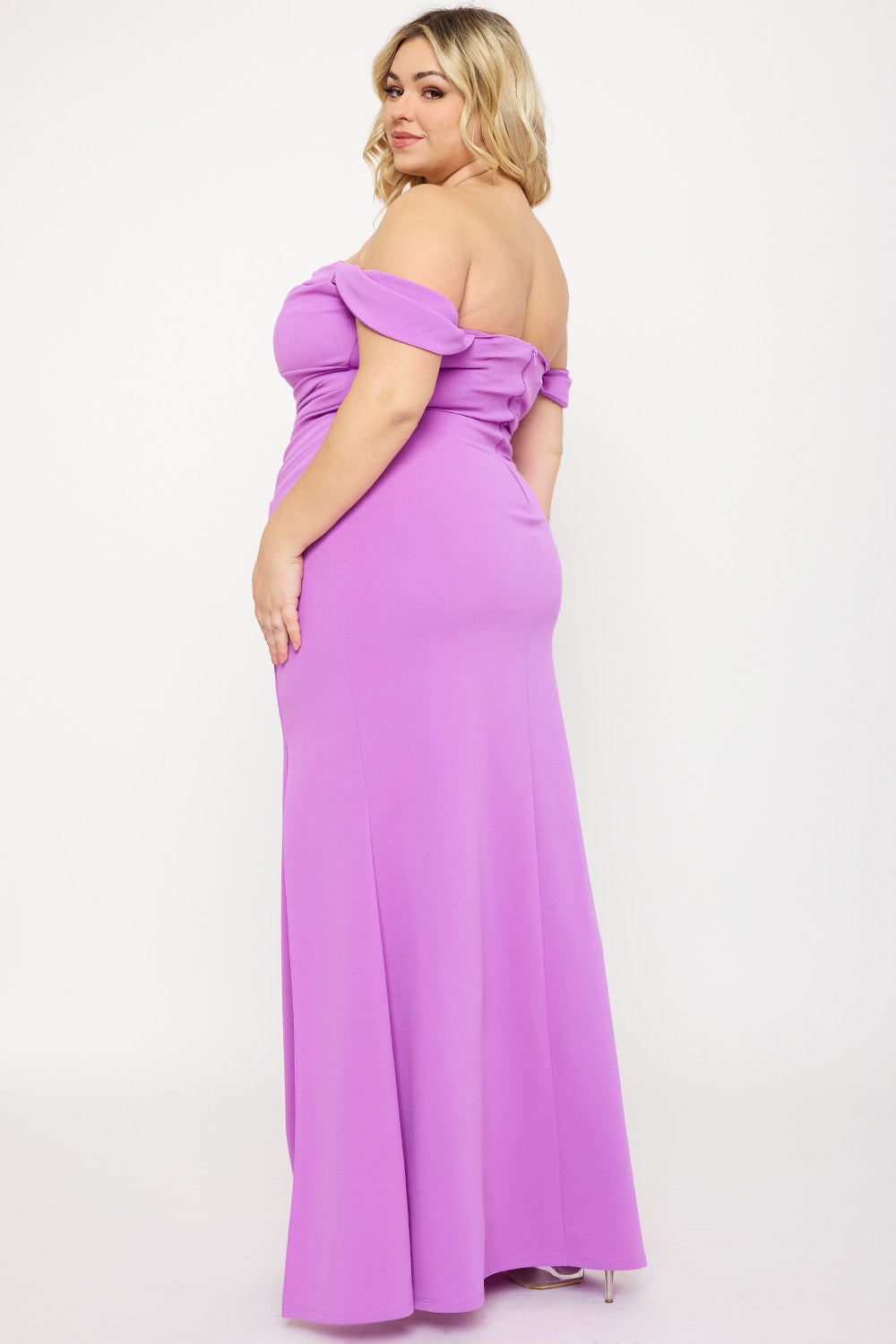 Symphony Dress - Off The Shoulder Pleated Plus Size Maxi Dress