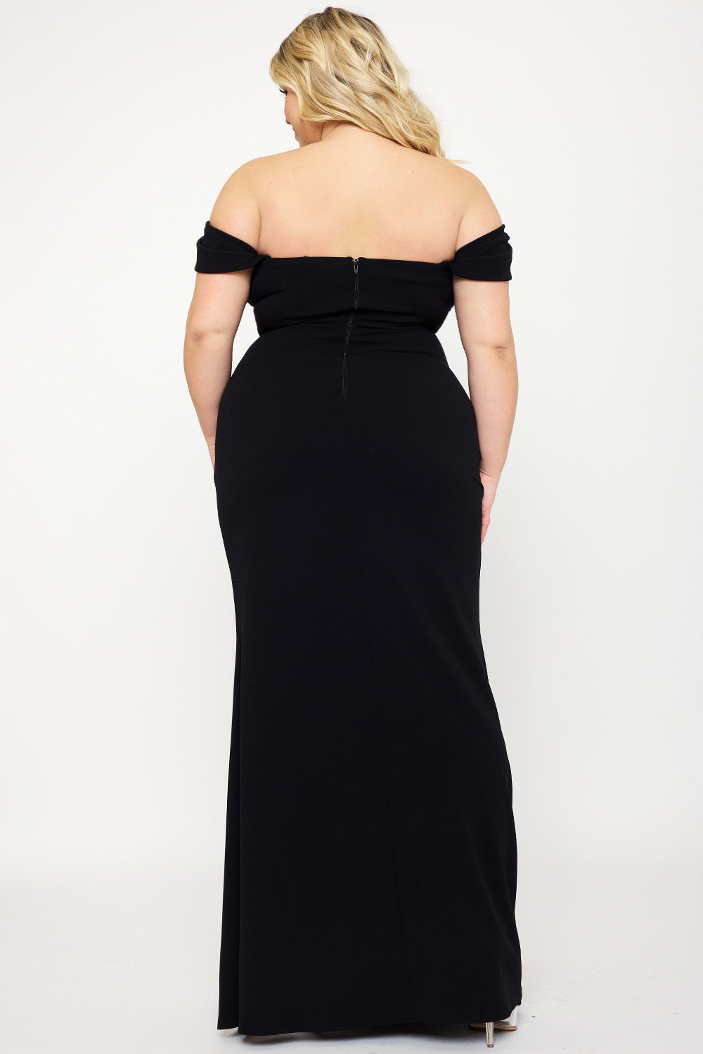 Symphony Dress - Off The Shoulder Pleated Plus Size Maxi Dress